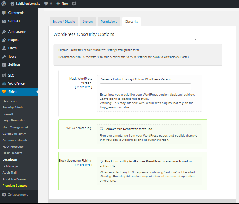 Konfigurasi Plugin Shield WordPress Security
